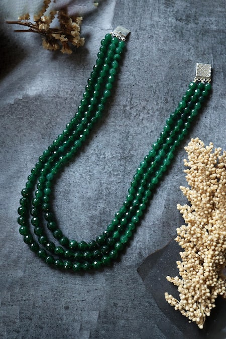 Do Taara Garnet Stone Embellished Layered Necklace