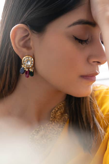Do Taara Kundan & Stone Drop Embellished Earrings 