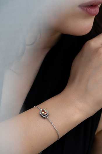 Buy_Do Taara_Yellow Crystals, Diamonds Faux Chain Bracelet _Online_at_Aza_Fashions