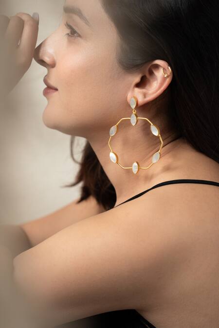 Do Taara_Gold Plated Pearls Mother Of Studded Earrings _Online_at_Aza_Fashions