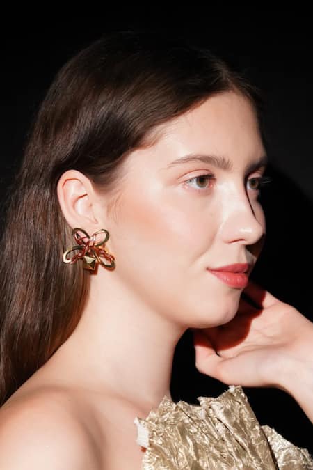 Gaurish bespoke jewellery Butterfly Pattern Enamelled Earrings 