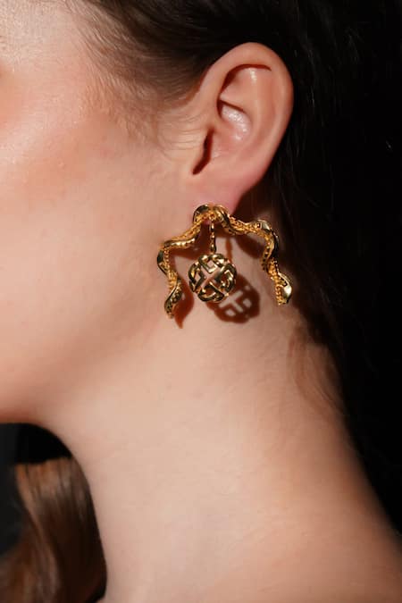 Gaurish Bespoke Jewellery Gold Plated Stones Roller Embellished Earrings Online at Aza Fashions Gaurish Bespoke Jewellery_Gold Plated Stones Roller Embellished Earrings _Online_at_Aza_Fashions