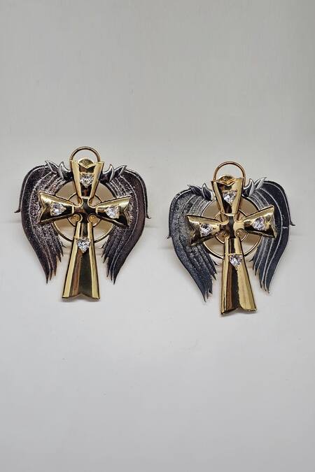 Buy Gaurish Bespoke Jewellery Gold Plated Stones Fly High Embellished Earrings Online at Aza Fashions Buy_Gaurish Bespoke Jewellery_Gold Plated Stones Fly High Embellished Earrings _Online_at_Aza_Fashions