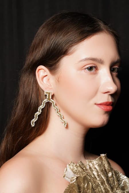 Gaurish bespoke jewellery Two Way Stone Embellished Earrings 