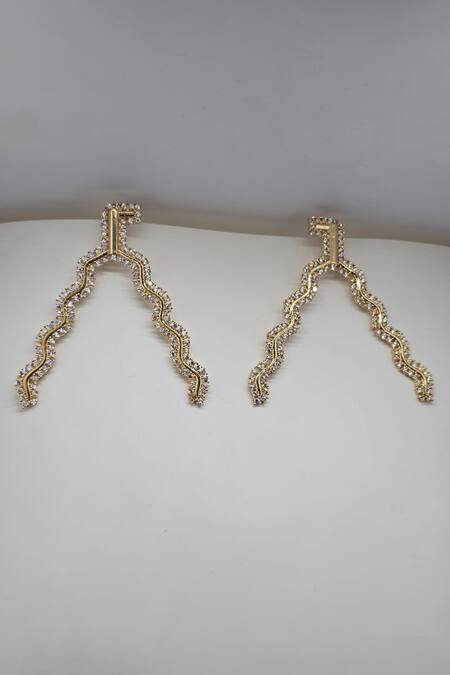 Buy Gaurish Bespoke Jewellery Gold Plated Stones Two Way Embellished Earrings Online at Aza Fashions Buy_Gaurish Bespoke Jewellery_Gold Plated Stones Two Way Embellished Earrings _Online_at_Aza_Fashions