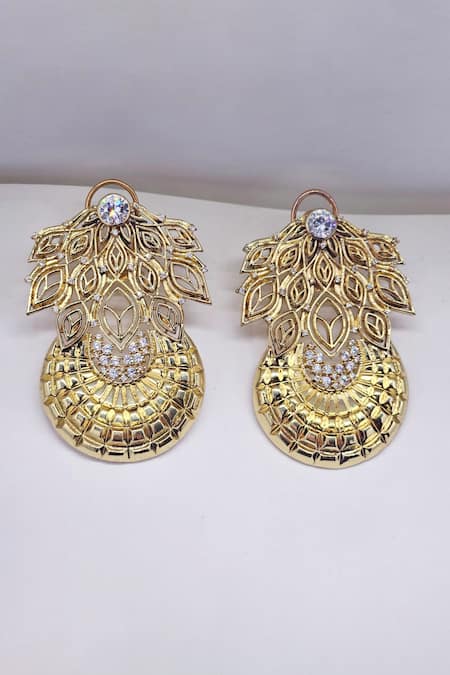 Gaurish Bespoke Jewellery Gold Plated Stones Wander Embellished Earrings Online at Aza Fashions Gaurish Bespoke Jewellery_Gold Plated Stones Wander Embellished Earrings _Online_at_Aza_Fashions