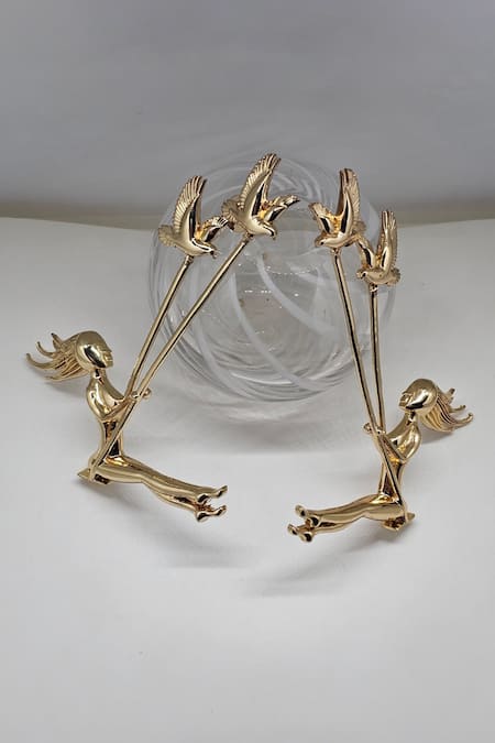 Buy Gaurish Bespoke Jewellery Gold Plated Girls Like To Swing Carved Earrings Online at Aza Fashions Buy_Gaurish Bespoke Jewellery_Gold Plated Girls Like To Swing Carved Earrings _Online_at_Aza_Fashions