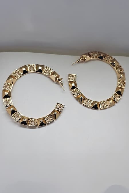 Gaurish Bespoke Jewellery Gold Plated Spaced Hoops Online at Aza Fashions Gaurish Bespoke Jewellery_Gold Plated Spaced Hoops _Online_at_Aza_Fashions