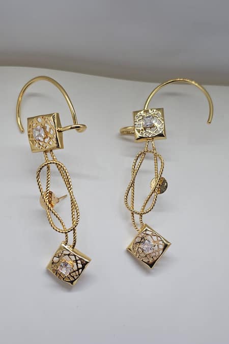 Buy Gaurish Bespoke Jewellery Gold Plated Stones Knotted Signal Earrings Online at Aza Fashions Buy_Gaurish Bespoke Jewellery_Gold Plated Stones Knotted Signal Earrings _Online_at_Aza_Fashions