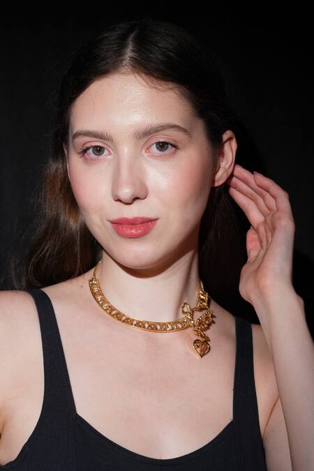 Gaurish Bespoke Jewellery Gold Plated Heart Handle Pendant Necklace Online at Aza Fashions Gaurish Bespoke Jewellery_Gold Plated Heart Handle Pendant Necklace _Online_at_Aza_Fashions