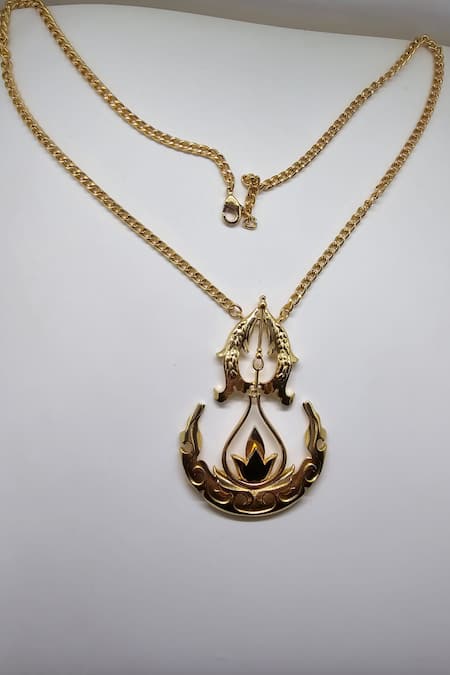 Gaurish Bespoke Jewellery Carved Fish Pendant Necklace 