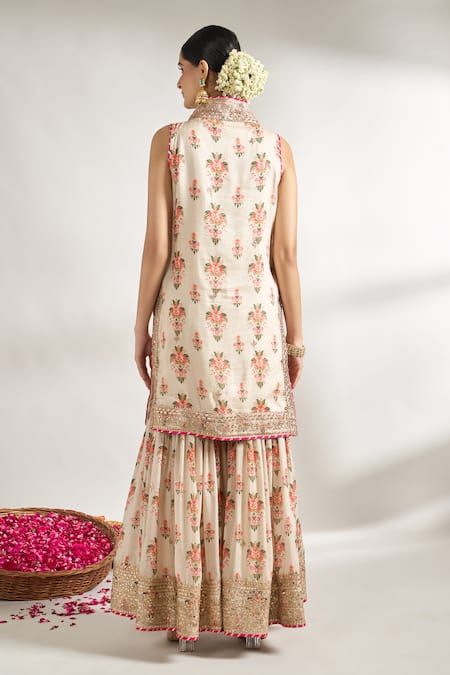 Gopi Vaid Flower Print Kurta Sharara Set 
