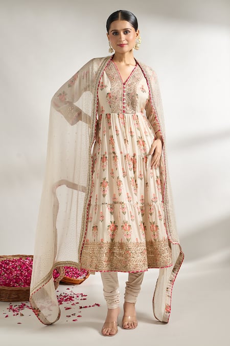 Gopi Vaid Garden Print Anarkali Set 