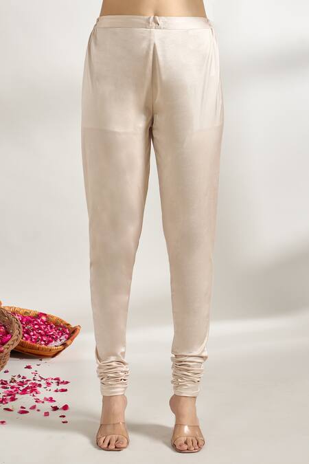 Gopi Vaid_Ivory Cotton, Silk, Lycra, Chiffon Gota Patti, Garden Print Anarkali Set _at_Aza_Fashions
