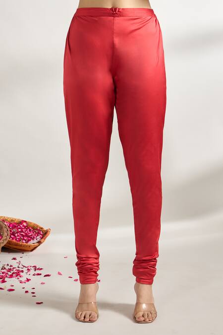 Buy_Gopi Vaid_Red Cotton, Silk, Lycra, Chiffon Embroidery, Gota Florette Print Anarkali Set _Online_at_Aza_Fashions