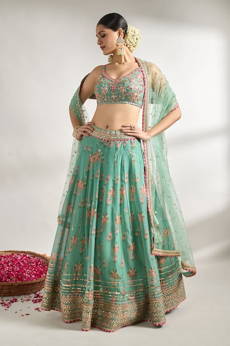 Gopi Vaid Floral Print Lehenga Set 