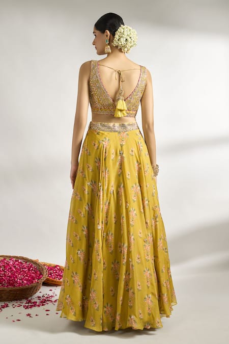 Gopi Vaid Bloom Print Lehenga Set 