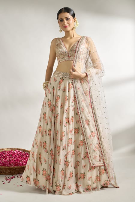 Gopi Vaid Floral Pattern Lehenga Set 