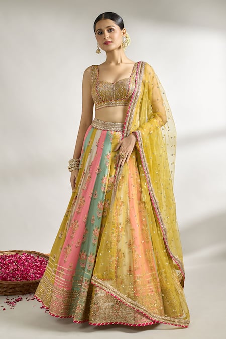 Gopi Vaid Floral Print Panelled Lehenga Set 