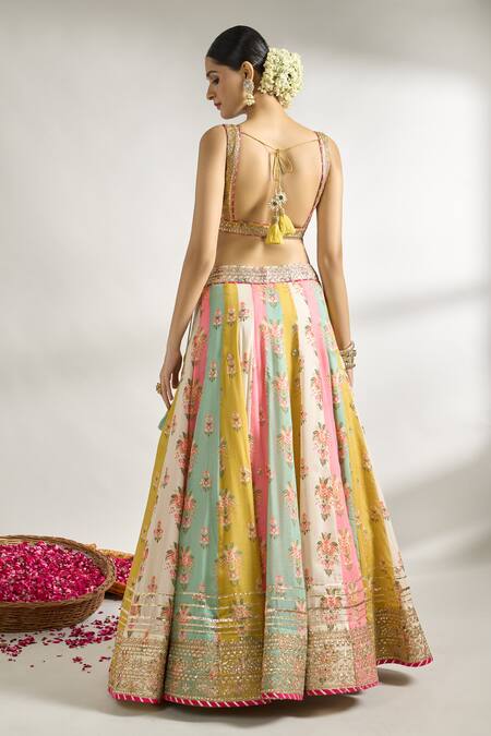 Gopi Vaid Floral Print Panelled Lehenga Set 