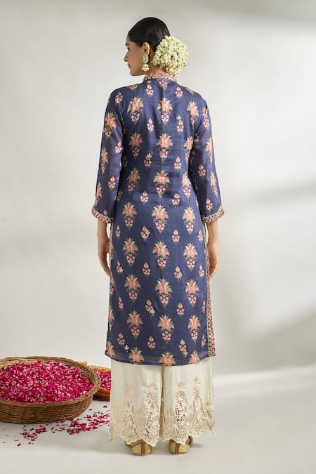 Gopi Vaid Flower Print Cotton Silk Tunic 