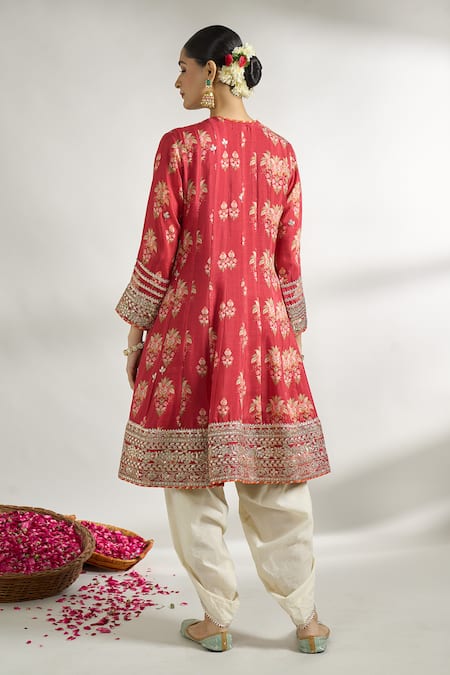 Gopi Vaid Floral Print Short Anarkali Dhoti Pant Set 