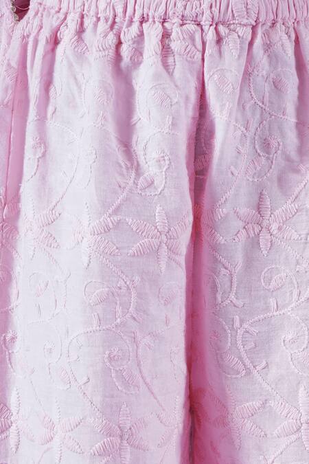 Little Bansi Pink Cotton Sequins, Gota Patti, Embroidery Floral Kurta Palazzo Set at Aza Fashions Little Bansi_Pink Cotton Sequins, Gota Patti, Embroidery Floral Kurta Palazzo Set _at_Aza_Fashions