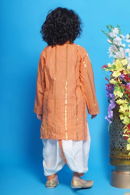 Little Bansi Stripped Kurta With Dhoti Pant 
