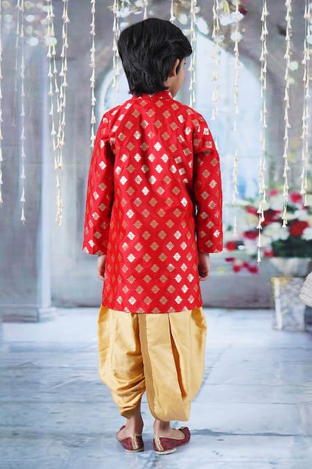Little Bansi Floral Print Woven Sherwani With Dhoti Pant 