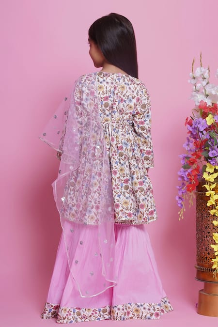 Little Bansi Floral Garden Print Kurta Sharara Set 