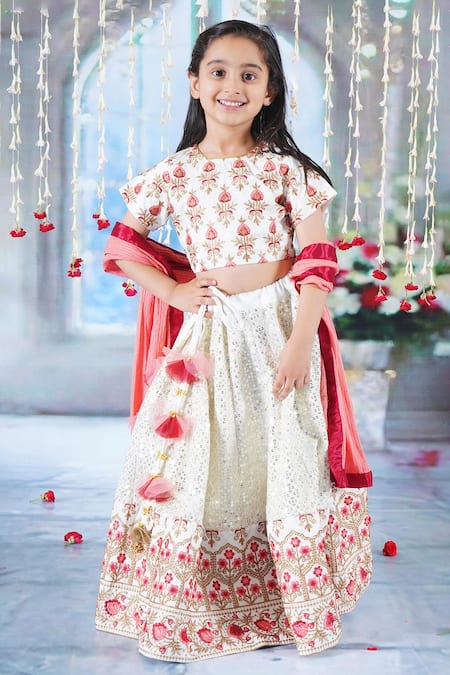 Little Bansi Bageecha Floral Embroidered Kali Lehenga Set 