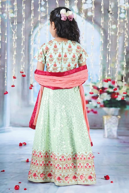 Little Bansi Bageecha Floral Thread Work Lehenga Set 