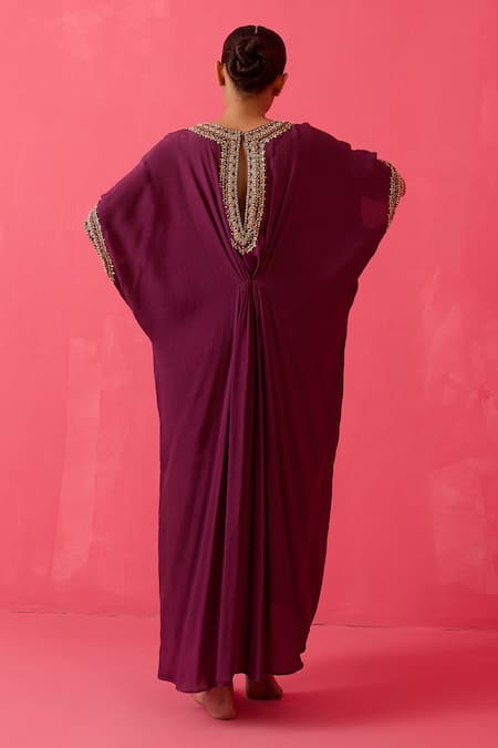 Radha Sharma Pearl Sequin Bloom Embroidered Kaftan 