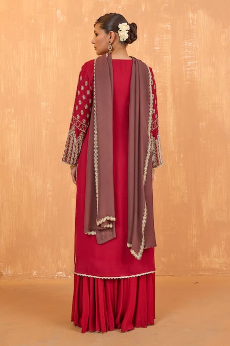 Radha Sharma Mughlai Bloom Embroidered Kurta Palazzo Set 