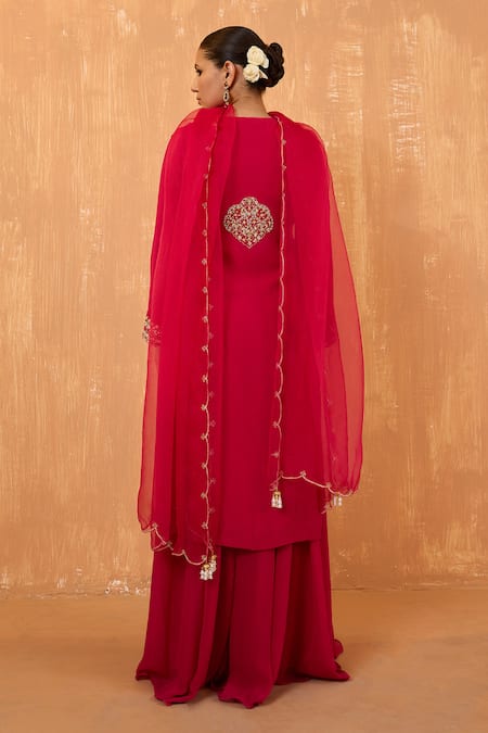 Radha Sharma Sequin Blossom Embroidered Kurta Palazzo Set 