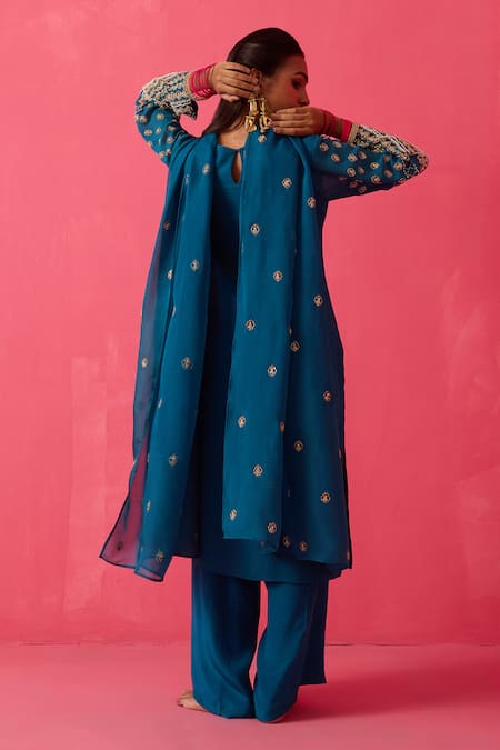 Radha Sharma Persian Bloom Embroidered Kurta Palazzo Set 