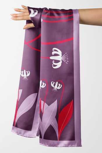 Thee Modern Roots Purple Silk Floral Whirlwind Stole Online at Aza Fashions Thee Modern Roots_Purple Silk Floral Whirlwind Stole _Online_at_Aza_Fashions