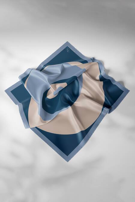 Shop_Thee Modern Roots_Blue Galactic Orbits Silk Scarf _Online_at_Aza_Fashions