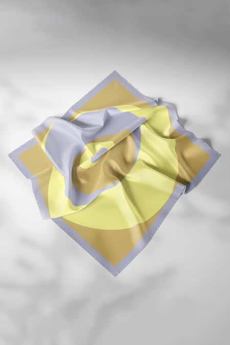 Buy_Thee Modern Roots_Yellow Cosmic Wonders Silk Scarf _Online_at_Aza_Fashions