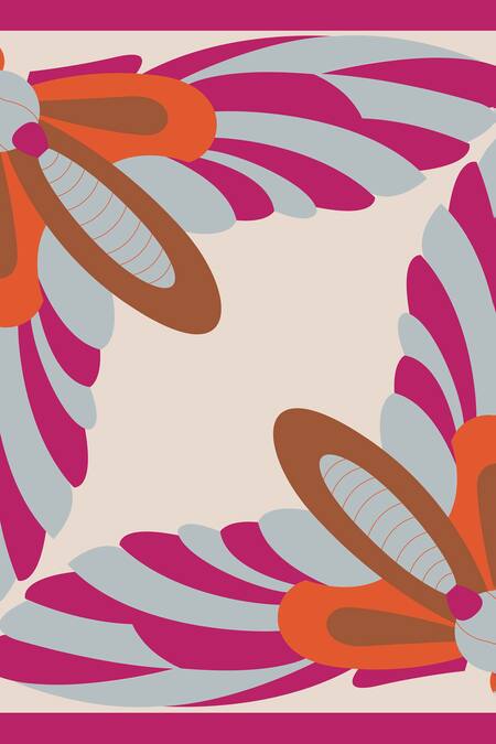 Thee Modern Roots_Cream Fluttering Flips Silk Scarf _at_Aza_Fashions