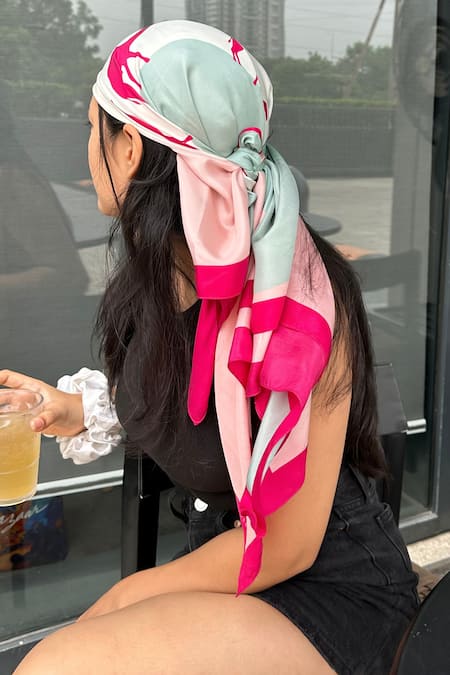 Buy_Thee Modern Roots_Fuchsia Nomad Oasis Silk Scarf _Online_at_Aza_Fashions