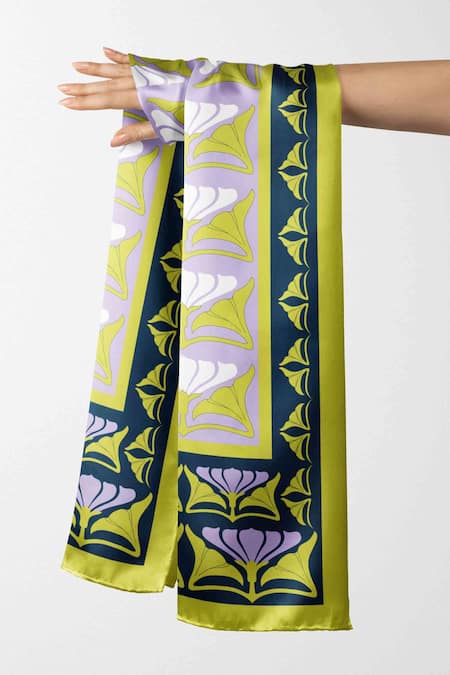 Buy_Thee Modern Roots_Blue Silk Botanical Dream Stole _Online_at_Aza_Fashions