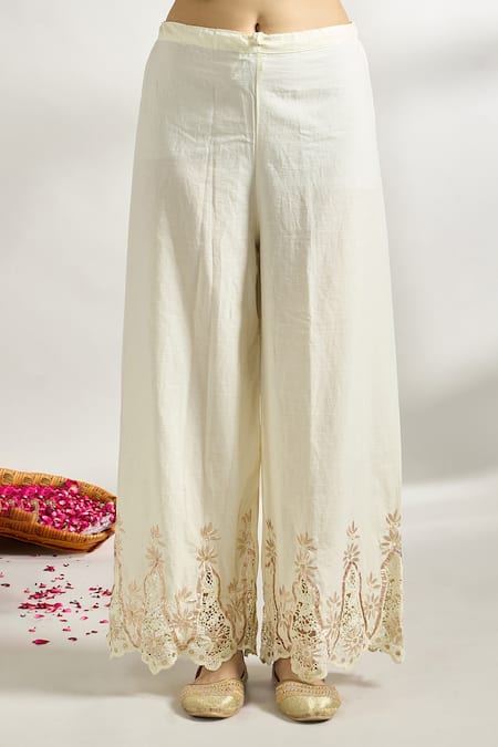 Buy Gopi Vaid Ivory Cotton, Silk Embroidery V-neck Flower Print Tunic Online at Aza Fashions Buy_Gopi Vaid_Ivory Cotton, Silk Embroidery V-neck Flower Print Tunic _Online_at_Aza_Fashions