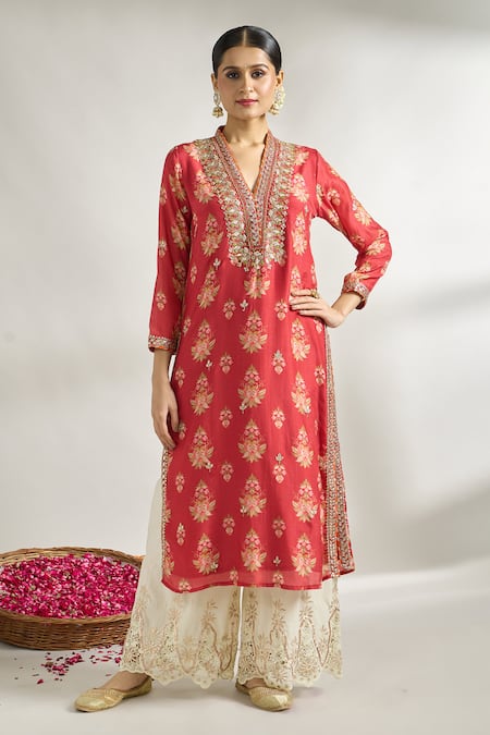 Gopi Vaid Floral Print Cotton Silk Tunic 