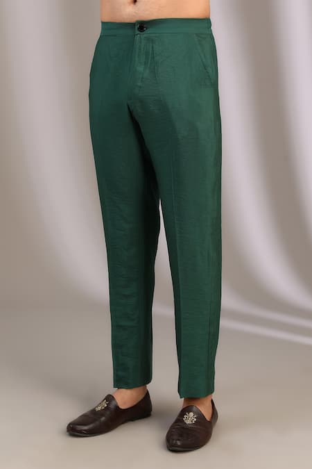 Rabani & Rakha_Green Georgette, Cotton Embroidery, Sequins Chikankari Kurta With Pant _Online_at_Aza_Fashions