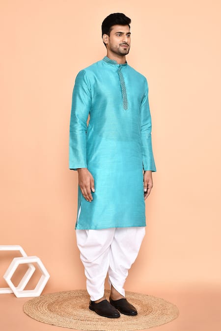 Buy_Arihant Rai Sinha_Blue Cotton Embroidery Abstract Geometric Kurta With Patiyala