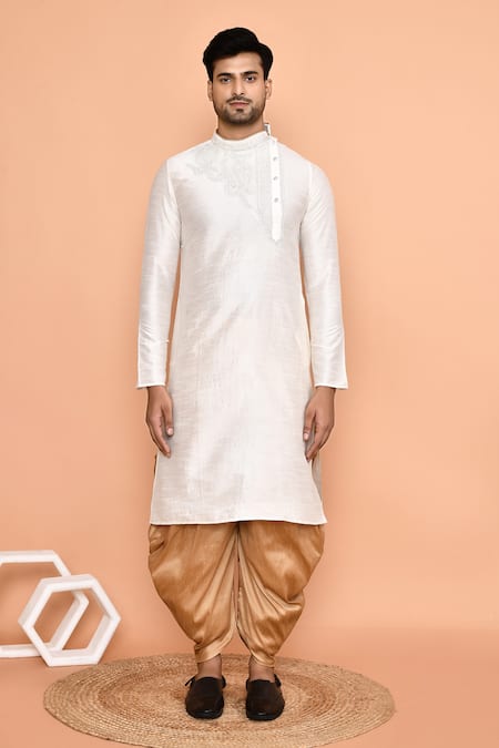 Shop Arihant Rai Sinha Cream Denim Embroidery Paisley Thread Kurta With Patiyala Online at Aza Fashions Shop_Arihant Rai Sinha_Cream Denim Embroidery Paisley Thread Kurta With Patiyala _Online_at_Aza_Fashions