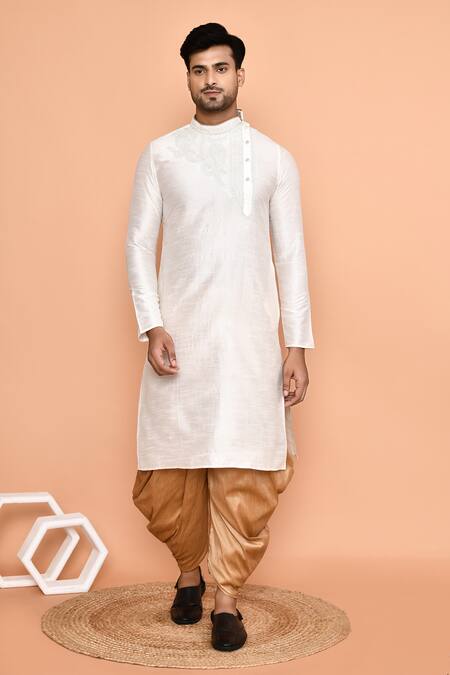 Buy Arihant Rai Sinha Cream Denim Embroidery Paisley Thread Kurta With Patiyala Buy_Arihant Rai Sinha_Cream Denim Embroidery Paisley Thread Kurta With Patiyala