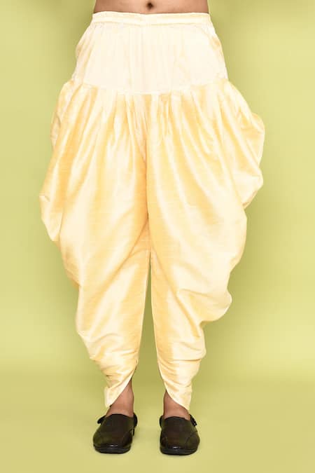 Arihant Rai Sinha_Yellow Silk Mirrors, Embroidery Work Kurta Placket With Patiyala _Online_at_Aza_Fashions