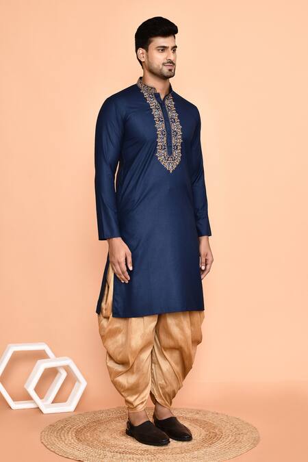 Arihant Rai Sinha Blue Cotton Embroidery Kurta With Patiyala at Aza Fashions Arihant Rai Sinha_Blue Cotton Embroidery Kurta With Patiyala _at_Aza_Fashions